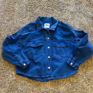 ZARA Oversized Blue Shirt Jacket XS